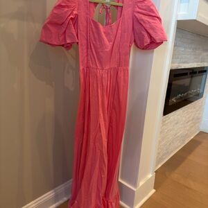 Anthropologie Pink Puff Sleeve Dress